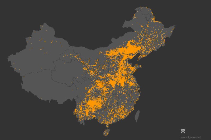 中国聚落名称分布数据来源见图片标志