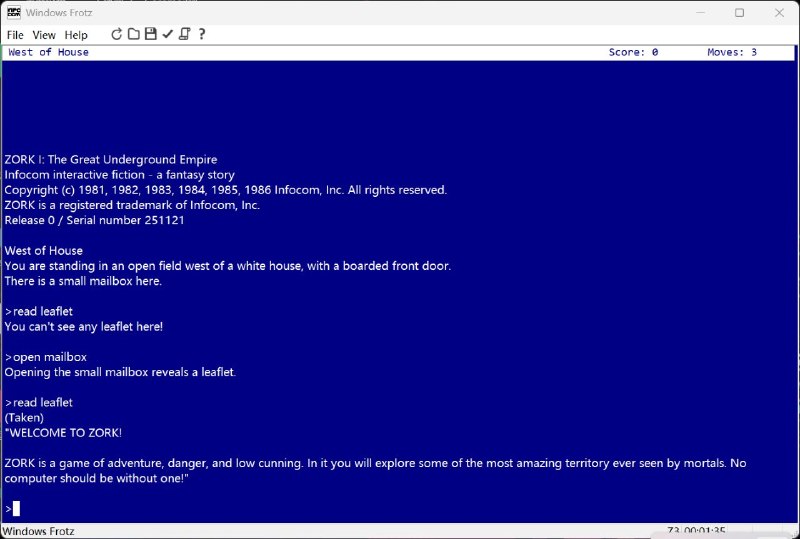 微软宣布开源经典文字冒险游戏《魔域（Zork）》三部曲  《魔域（Zork）》被认为是全球首款文字冒险游戏之一，自1977年首次发布以来，它以其丰富的叙事与互动性，迅速风靡全球