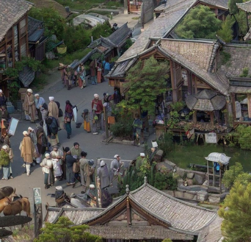 用 MultiDiffusion 把整个清明上河图转成了真实照片质感的全景图…… 
