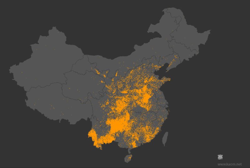 中国聚落名称分布数据来源见图片标志
